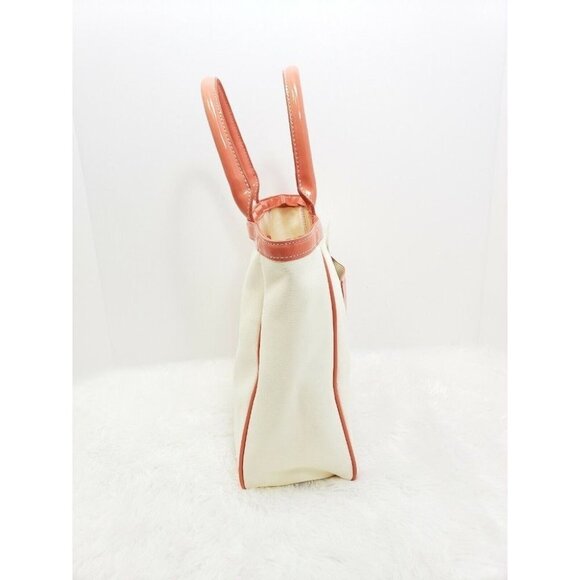 Liz Claiborne New York Pop Tote Large Cream Peach Trim Coin Purse Shoulder Bag - Picture 3 of 12